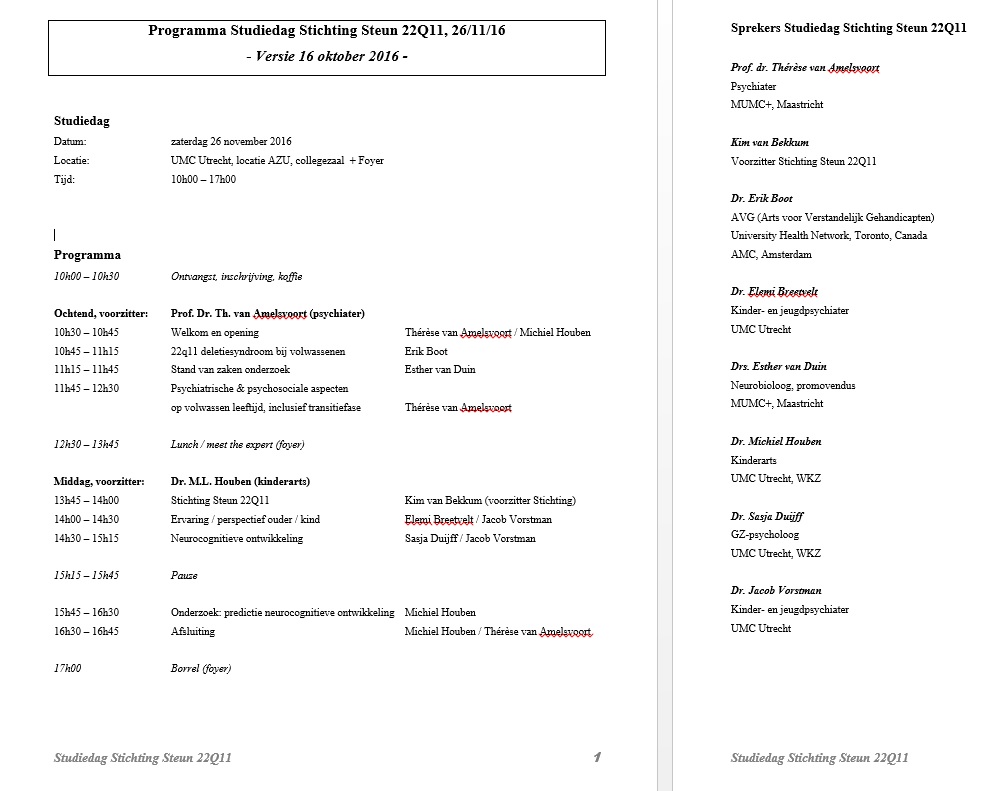 Programma Studiedag 2016